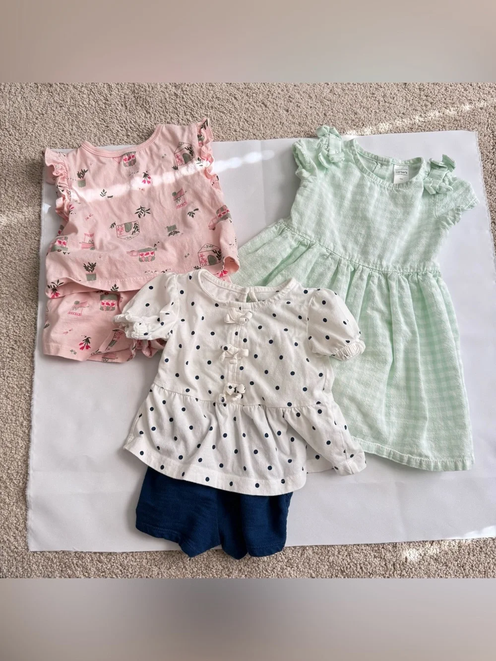 Baby Girl 9-12 months Dress, Onesie, T-shirts, Shorts bundle Carter’s GAP